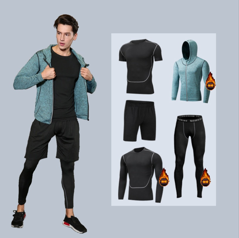 5pcs Men's Compression Pants Long Sleeve Shirts Vest Sets Men's Sportswear Gym Clothing Valentine's Day Gift