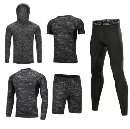 5pcs Men's Compression Pants Long Sleeve Shirts Vest Sets Men's Sportswear Gym Clothing Valentine's Day Gift