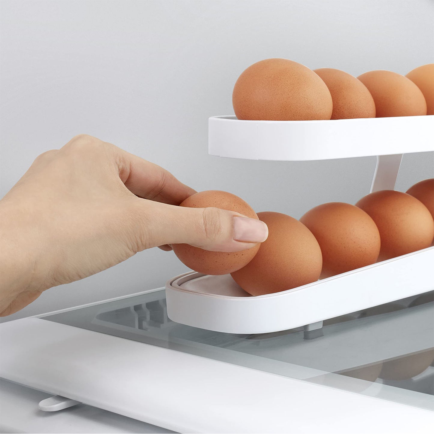 Egg Dispenser, Rotating Egg Dispenser is a space saving and refrigerator storage organizer