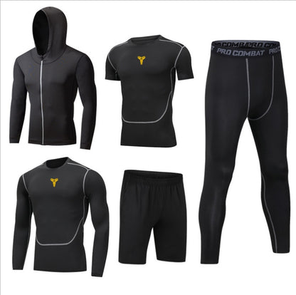 5pcs Men's Compression Pants Long Sleeve Shirts Vest Sets Men's Sportswear Gym Clothing Valentine's Day Gift