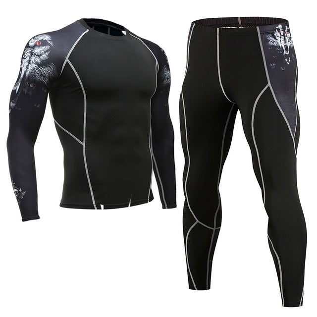 5Pcs Men's Compression Pants Shirt Top Long Sleeve Jacket Athletic Sets Gym Clothing Mens Workout Valentine's Day gift