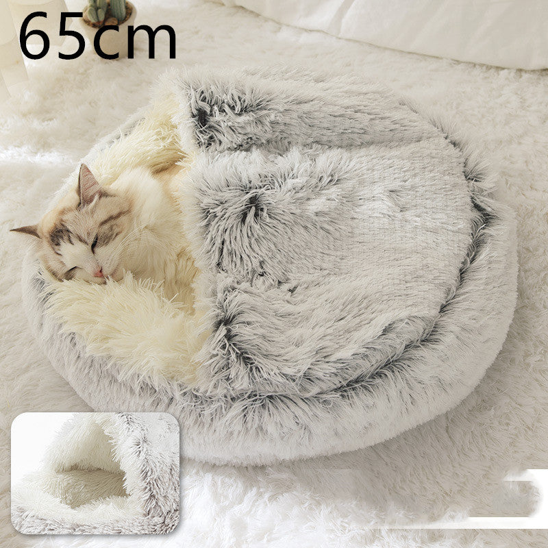 2 in 1 Bed for Dogs and Cats, Winter Pet Bed, Round Bed, Long Soft Pet Bed