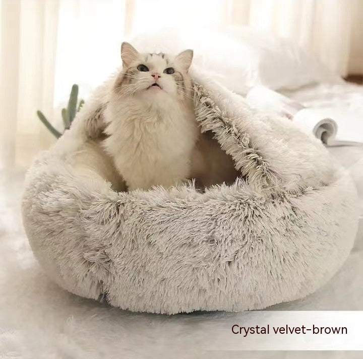 2 in 1 Bed for Dogs and Cats, Winter Pet Bed, Round Bed, Long Soft Pet Bed