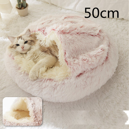 2 in 1 Bed for Dogs and Cats, Winter Pet Bed, Round Bed, Long Soft Pet Bed