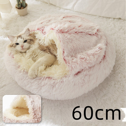 2 in 1 Bed for Dogs and Cats, Winter Pet Bed, Round Bed, Long Soft Pet Bed