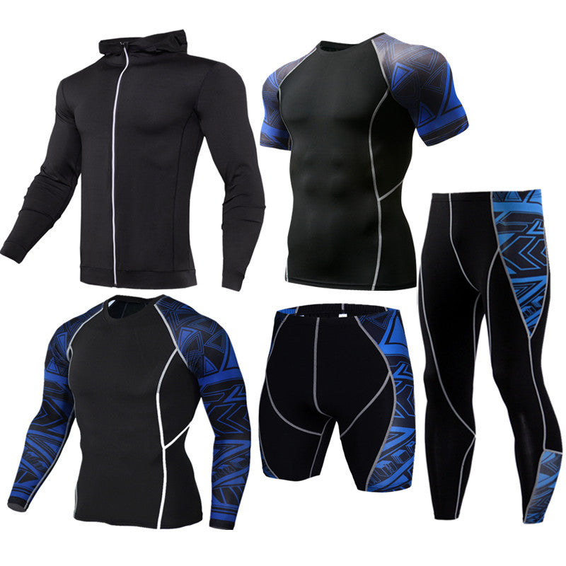 5Pcs Men's Compression Pants Shirt Top Long Sleeve Jacket Athletic Sets Gym Clothing Mens Workout Valentine's Day gift