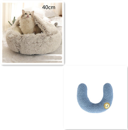 2 in 1 Bed for Dogs and Cats, Winter Pet Bed, Round Bed, Long Soft Pet Bed