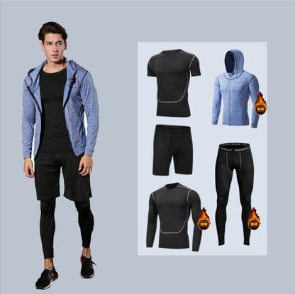 5pcs Men's Compression Pants Long Sleeve Shirts Vest Sets Men's Sportswear Gym Clothing Valentine's Day Gift