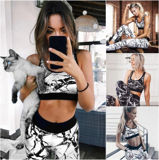 Breathable Printed Yoga Set Sexy Women Sportswear Bra and Leggings Fitness Tight Sports Suit Women's Sports Yoga Set