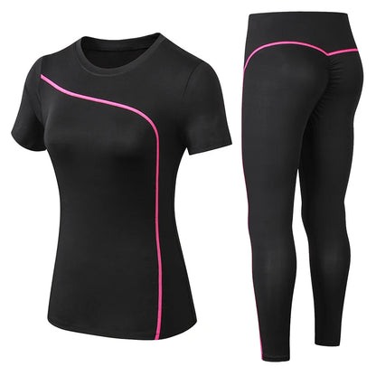 Yoga Set Quick Dry 2 Piece Female Short-sleeve long Pants Outdoor Sportswear Fitness suit Plus Size Sport outfit for woman