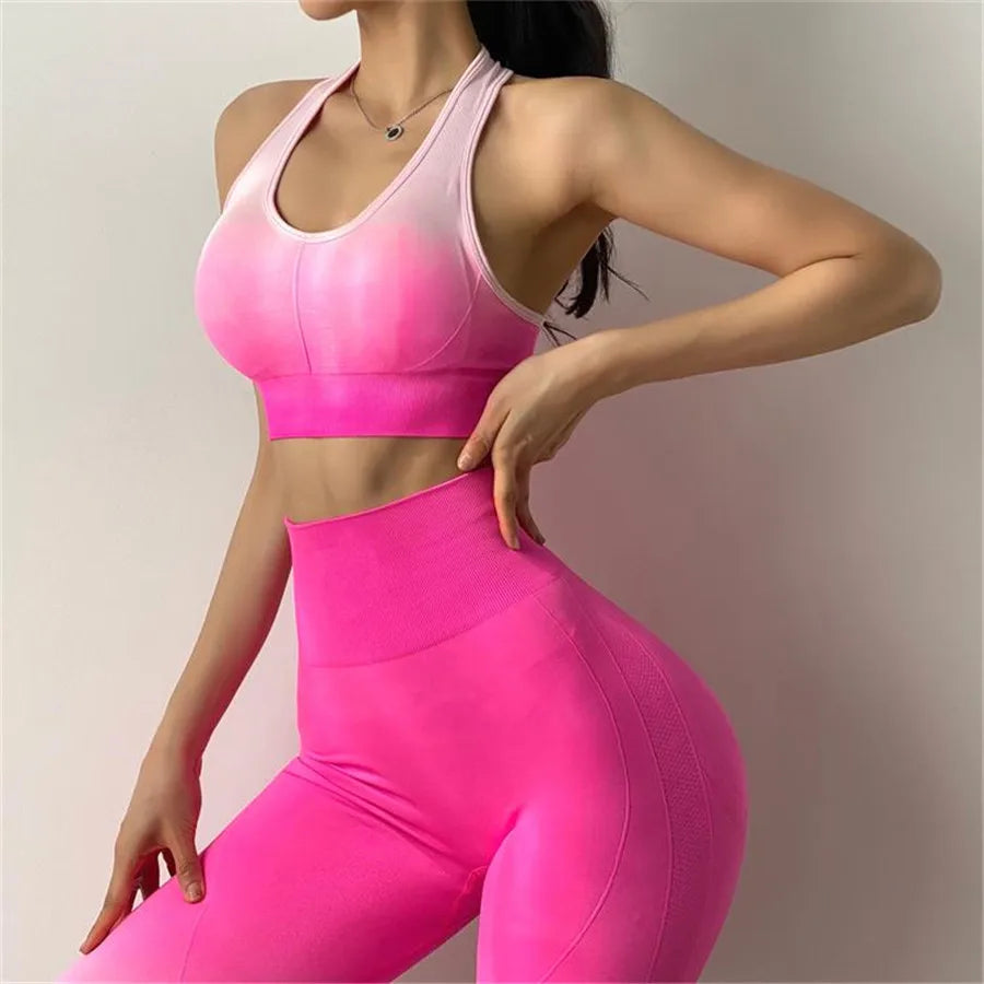 3pcs Seamless Outfit Workout Sets Gym for Women, Fitness Sports School Running Clothes Yoga Sportswear