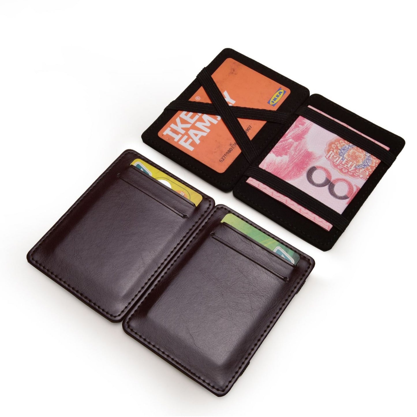 Men's fashion magic money clip slim leather wallet