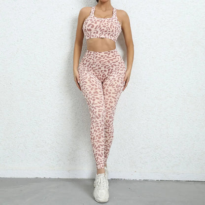 Cloud Hide Women Leopard Yoga Set Workout Sports Wear Sexy Girl Gym Tracksuit Leggings Pants Fitness Top Bra Suit Sportswear