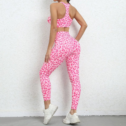 Cloud Hide Women Leopard Yoga Set Workout Sports Wear Sexy Girl Gym Tracksuit Leggings Pants Fitness Top Bra Suit Sportswear