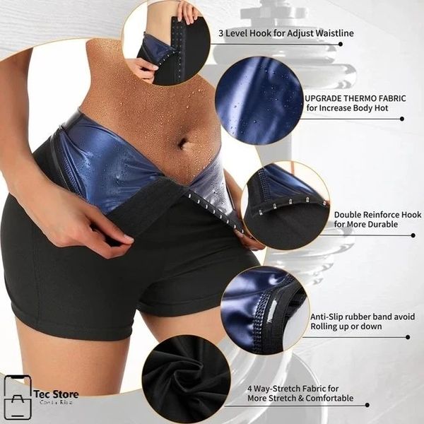 Sauna Sweat Shorts for Women High Waisted Thermo Waist Trainer Slimming Leggings Pants Body Shaper