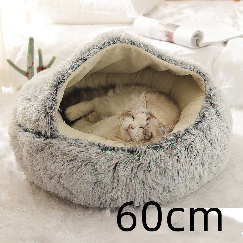 2 in 1 Bed for Dogs and Cats, Winter Pet Bed, Round Bed, Long Soft Pet Bed