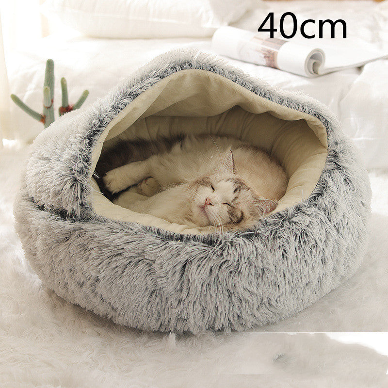 2 in 1 Bed for Dogs and Cats, Winter Pet Bed, Round Bed, Long Soft Pet Bed