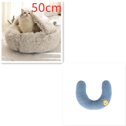 2 in 1 Bed for Dogs and Cats, Winter Pet Bed, Round Bed, Long Soft Pet Bed