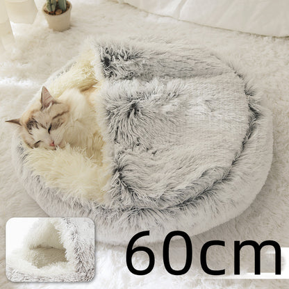 2 in 1 Bed for Dogs and Cats, Winter Pet Bed, Round Bed, Long Soft Pet Bed