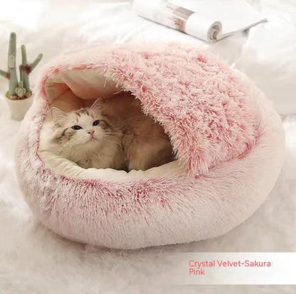 2 in 1 Bed for Dogs and Cats, Winter Pet Bed, Round Bed, Long Soft Pet Bed