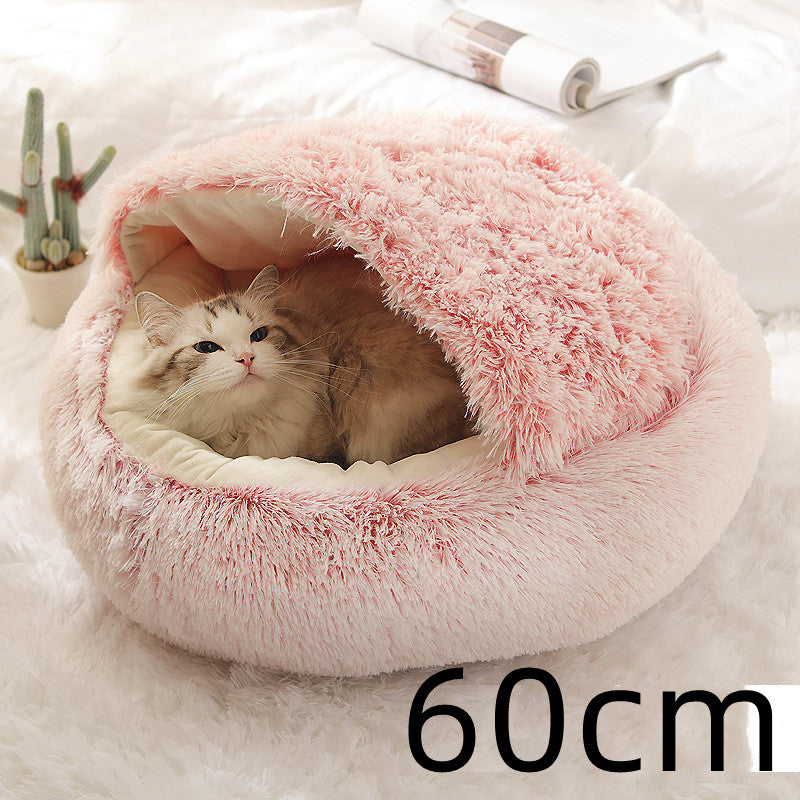 2 in 1 Bed for Dogs and Cats, Winter Pet Bed, Round Bed, Long Soft Pet Bed