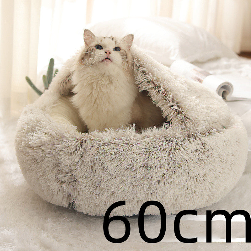 2 in 1 Bed for Dogs and Cats, Winter Pet Bed, Round Bed, Long Soft Pet Bed