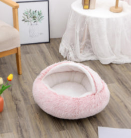 2 in 1 Bed for Dogs and Cats, Winter Pet Bed, Round Bed, Long Soft Pet Bed