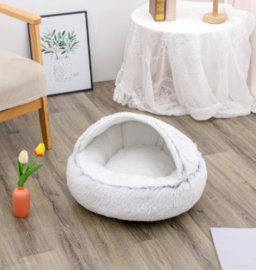 2 in 1 Bed for Dogs and Cats, Winter Pet Bed, Round Bed, Long Soft Pet Bed