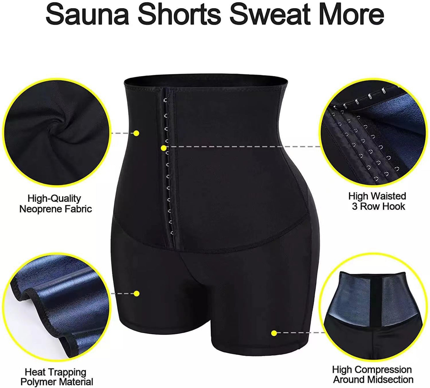 Sauna Sweat Shorts for Women High Waisted Thermo Waist Trainer Slimming Leggings Pants Body Shaper