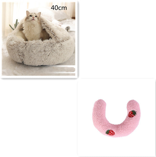 2 in 1 Bed for Dogs and Cats, Winter Pet Bed, Round Bed, Long Soft Pet Bed